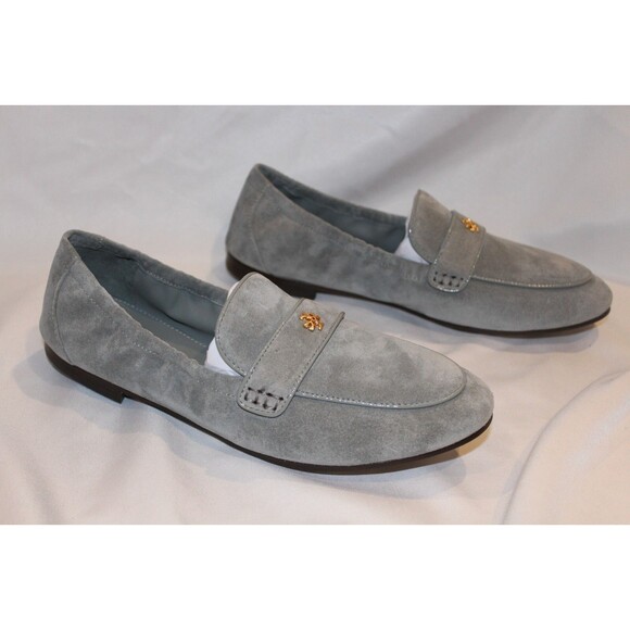 Tory Burch Shoes - Tory‎ Burch Women's Suede Double T Ballet Loafer Blue Lapis/Gray NIB $268